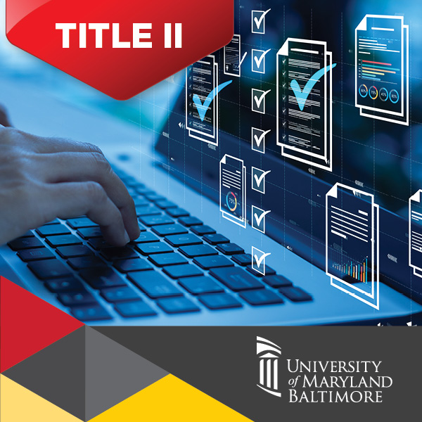 Title II in red banner with hands typing on keyboard and icons coming out of the keyboard