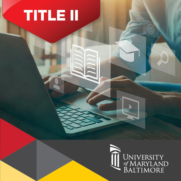 hands typing on keyboard with Title II in red banner