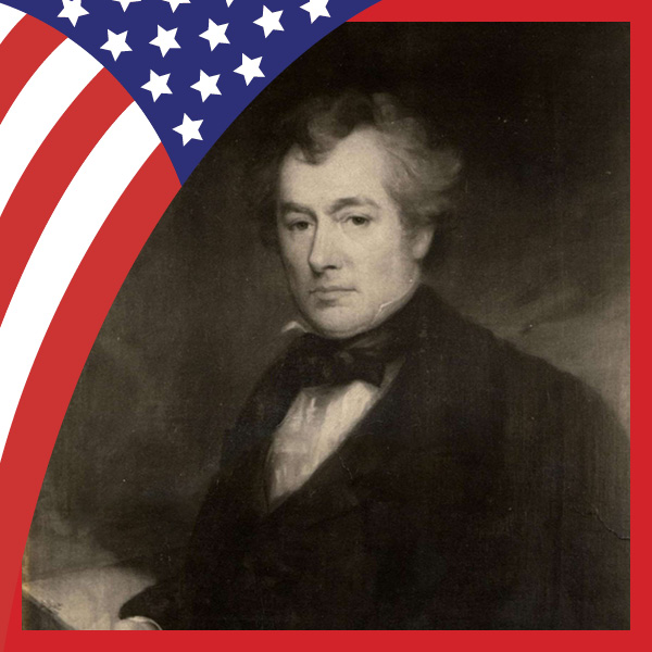 UMB Celebrates America at 250 with U.S. flag and portrait of Robley Dunglison