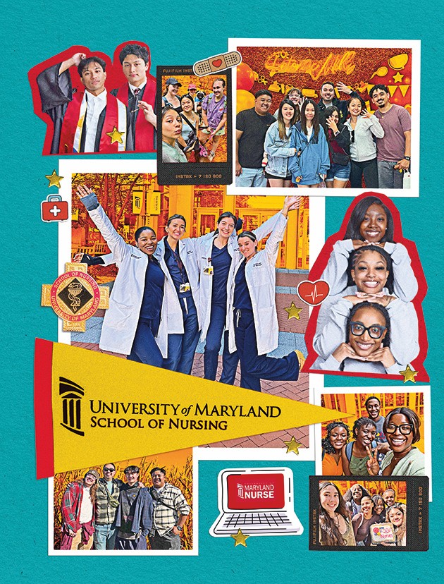 collage of student images and UMSON swag