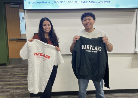 Celebrating student engagement and school pride at our UMANS event with giveaway winners representing the UMSON community.
