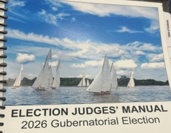 election judges' manual cover with image of white sailboats floating on the water