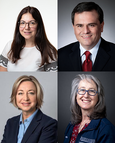 left to right, top row: Luana Colloca and Arpad Kelemen; bottom row: Martha Francis and Eleanor McManuels