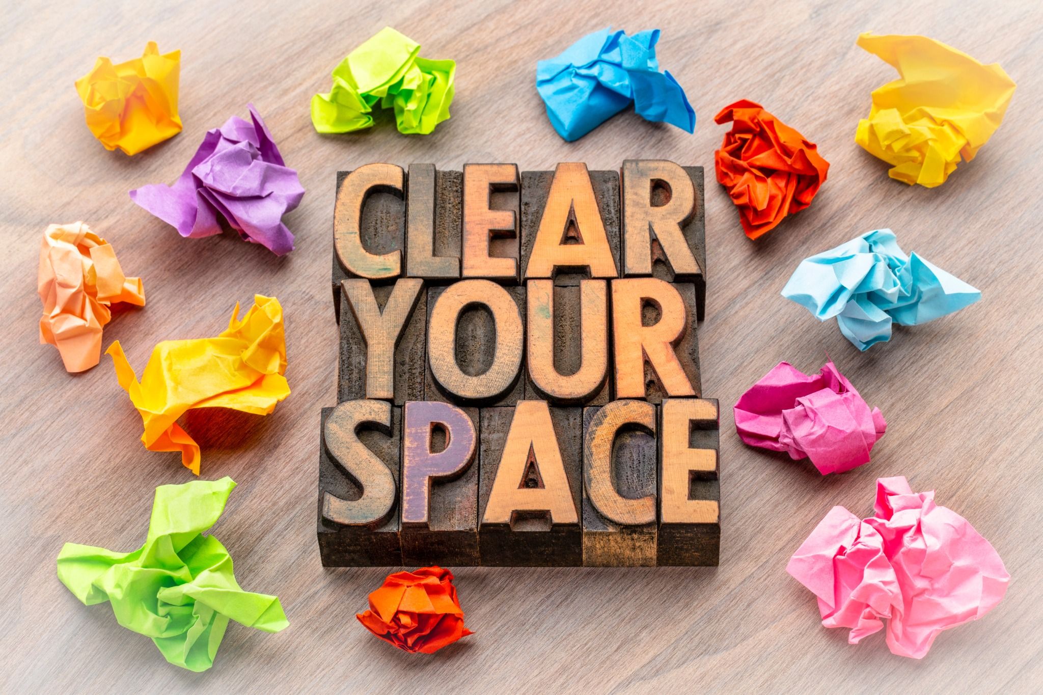 Image that says clear your space 