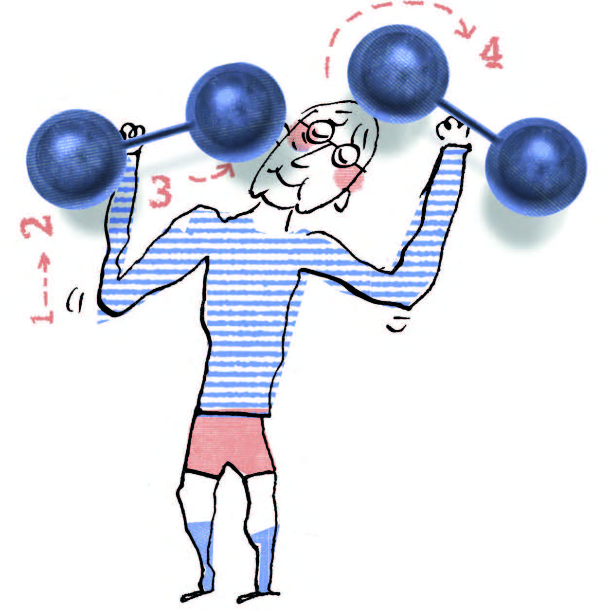Illustration of man with dumb bells 