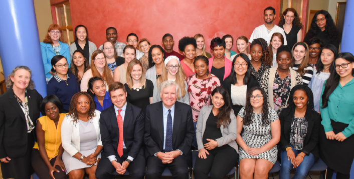 group of Conway scholars and friends with Mr. Conway in the center