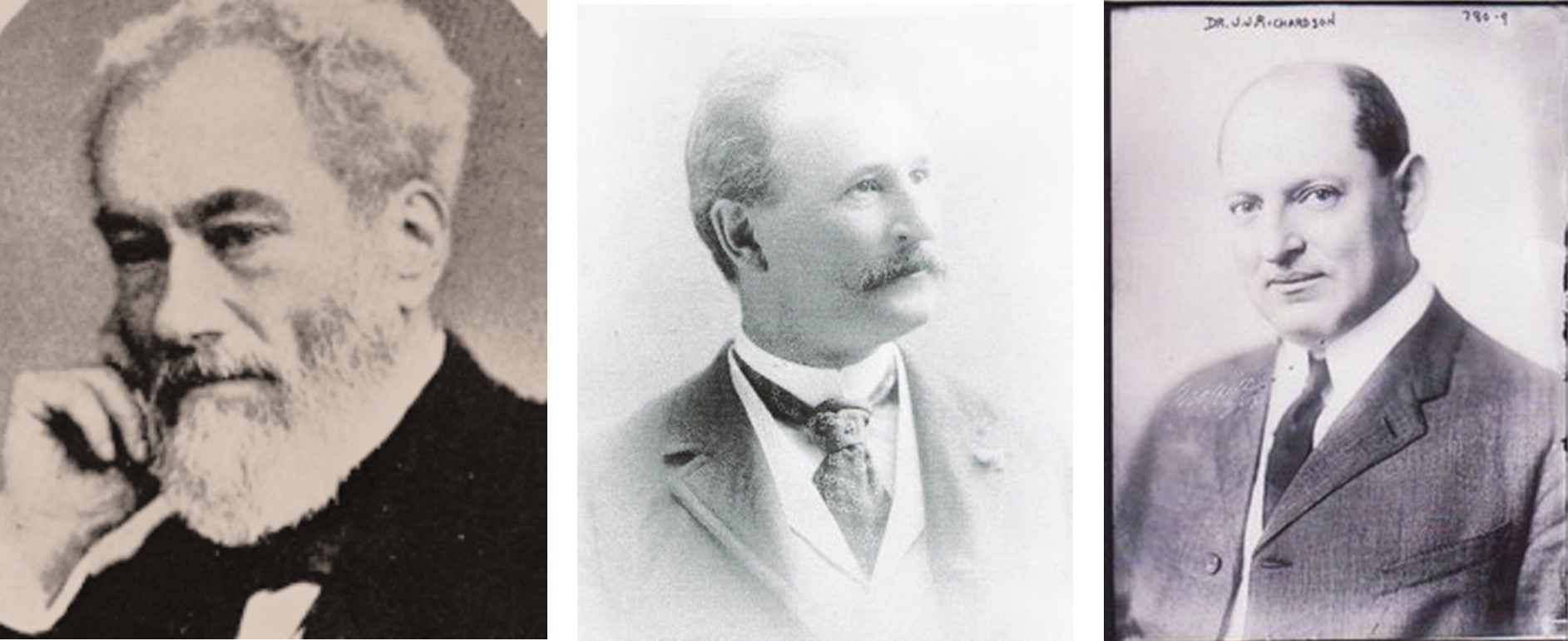 Headshot photographs of Drs. Robley Dunglison, H.A. Parr, and James Julius Richardson