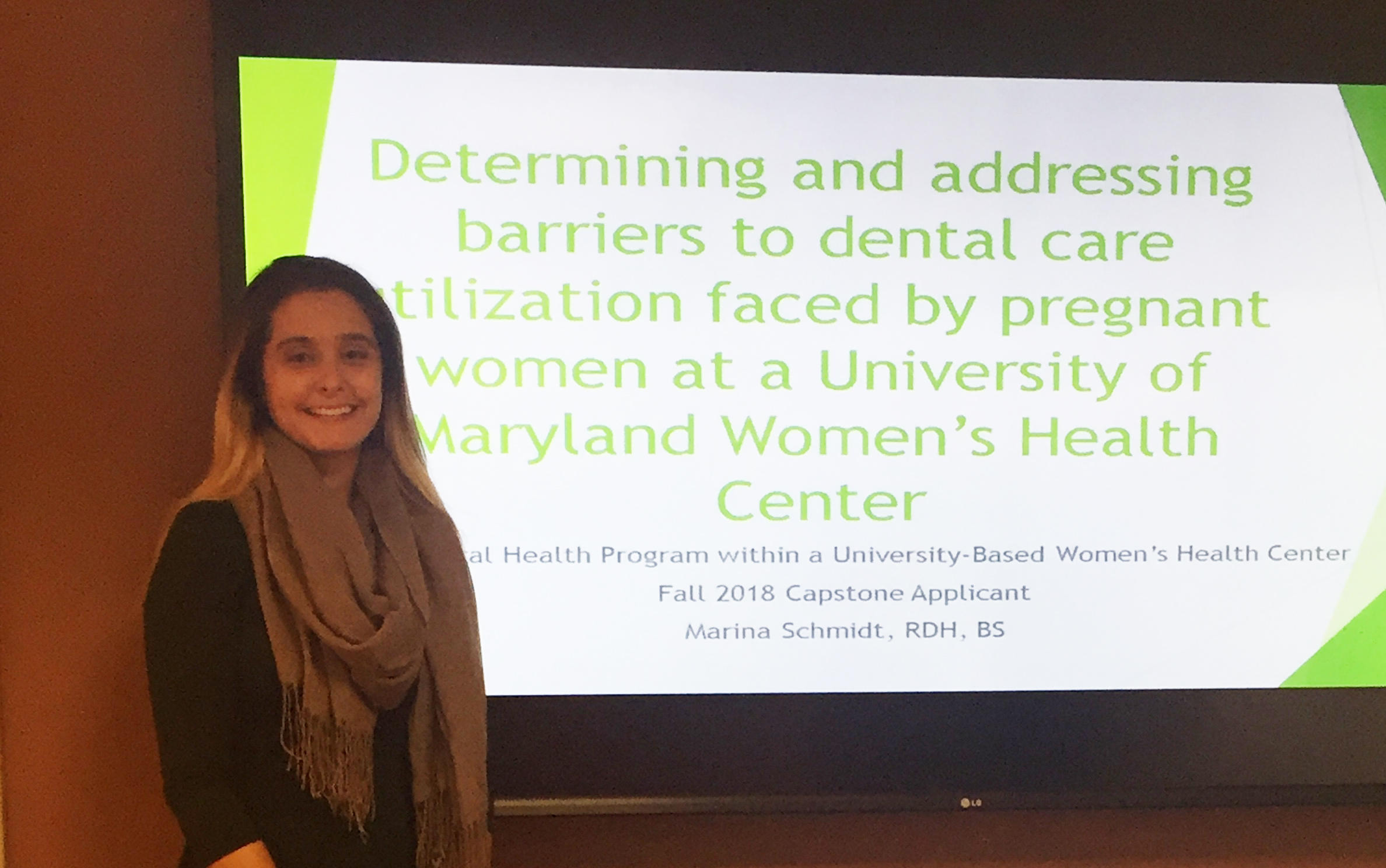 Marina Schmidt presents her Capstone project on prenatal oral health.