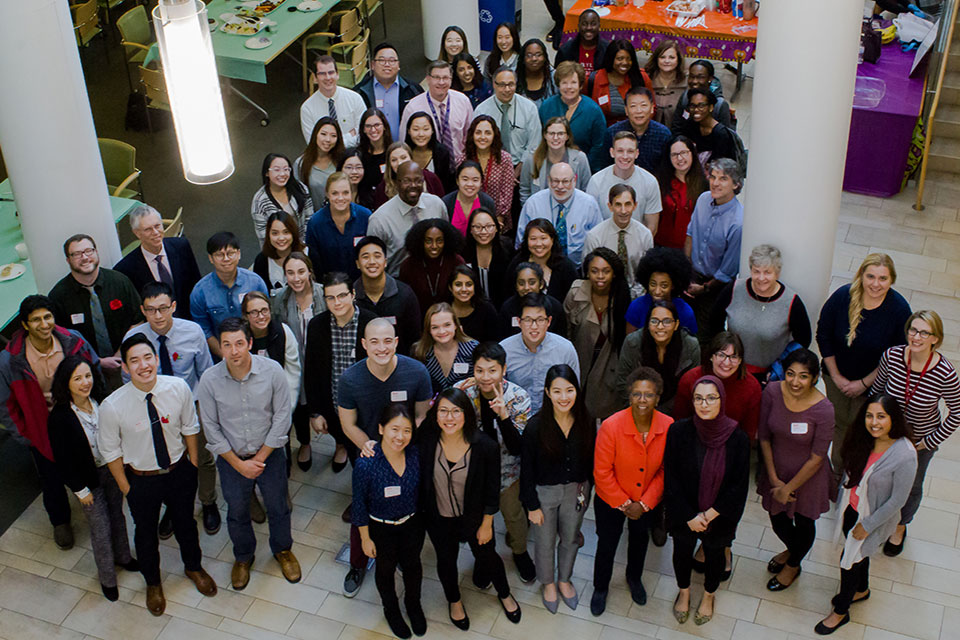 Faculty and students who attended the Student FaculTEA Party pose for a group photo.