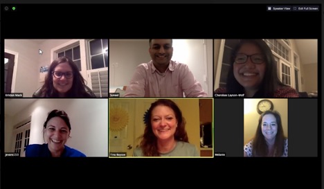 Screenshot of Zoom call featuring six classmates from the PharmD Class of 2020.