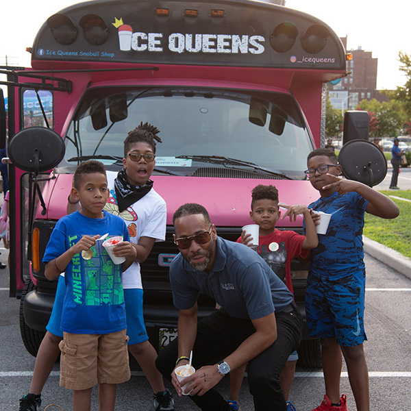 Kids enjoying ice cream at National Night Out