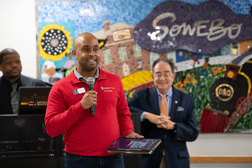 Bill Joyner speaks at the UMB CEC celebration