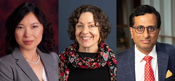 Headshots of Jana Shen, Lisa Berlin, and Vivek Thumbigere-Math