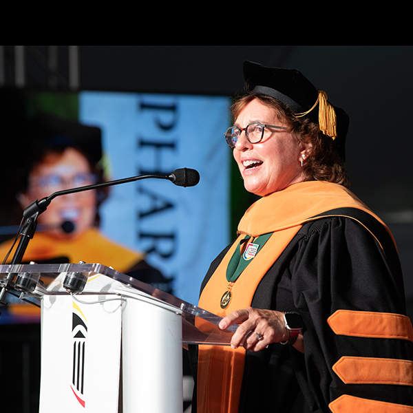 Susan Bindon speaks at the UMB Faculty Convocation