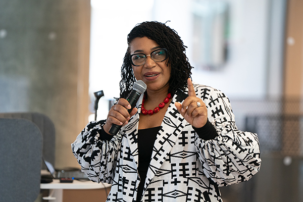 Rhea Roper Nedd speaks during the March 9 Values in Action event