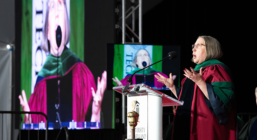 Kimberly Lumpkins delivers her Convocation speech