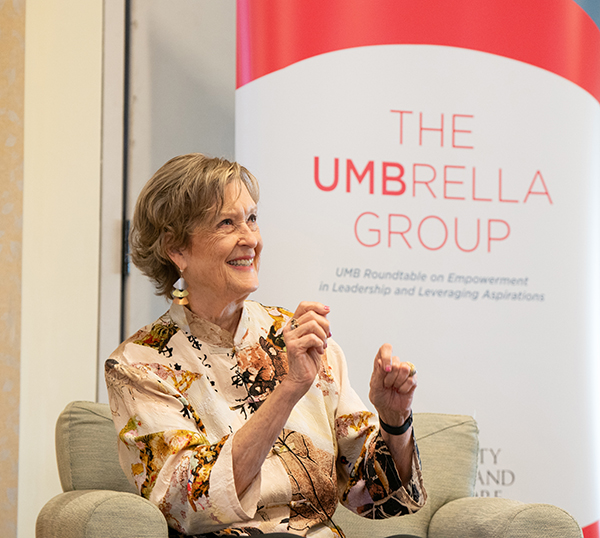 Jody Olsen speaks during an UMBrella Speaker Series event